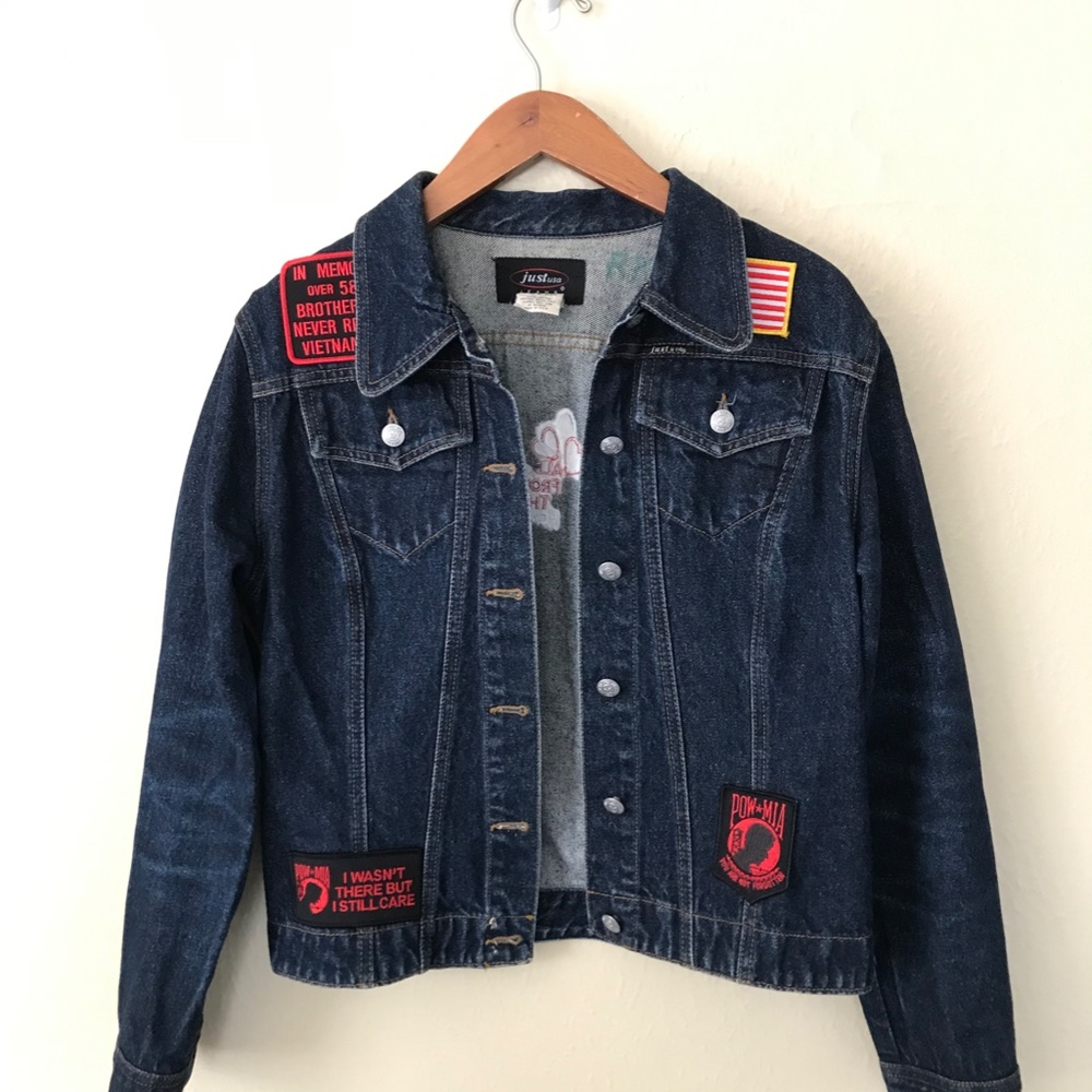 Rare Vintage Jean Jacket with Patches - Vietnam L